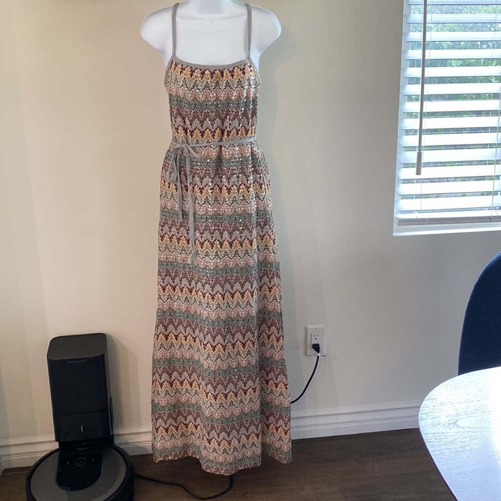 Chaser Sequin Embellished Cross Back Maxi Dress